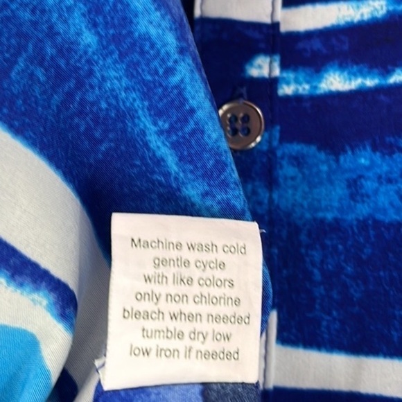 Notations Button-Front Striped Blouse Blue Size Medium - Picture 7 of 8